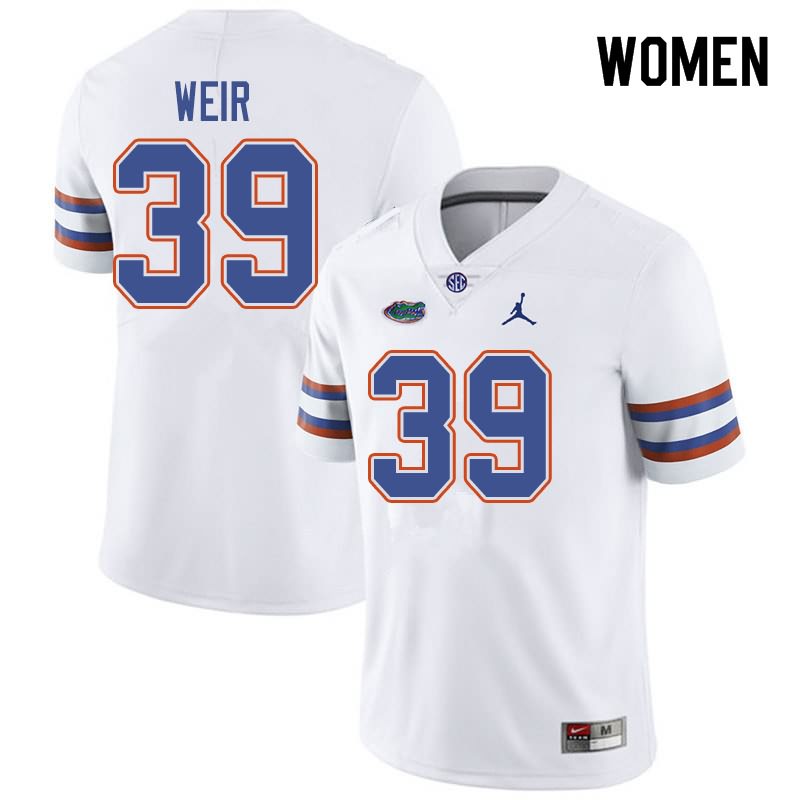 Women's NCAA Florida Gators Michael Weir #39 Stitched Authentic Jordan Brand White College Football Jersey XAP8365OR